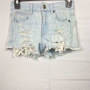 American Eagle Distressed Light Blue Denim Shorts